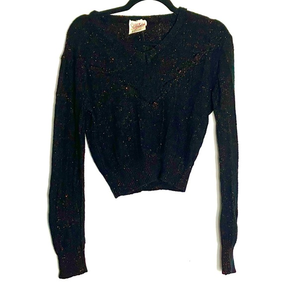 Vintage Sweaters - Vintage 70s Currants by Jeri-Jo Glitter Lurex Sweater Medium‎